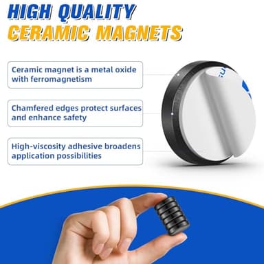 Grtard 50Pcs Small Magnets for Crafts with Adhesive Backing, 18x3mm Ceramic Magnets Strong Craft, Strong Round Circle Magnet Perfect for Button DIY, Craft Hobbies, Science Projects - Image 7