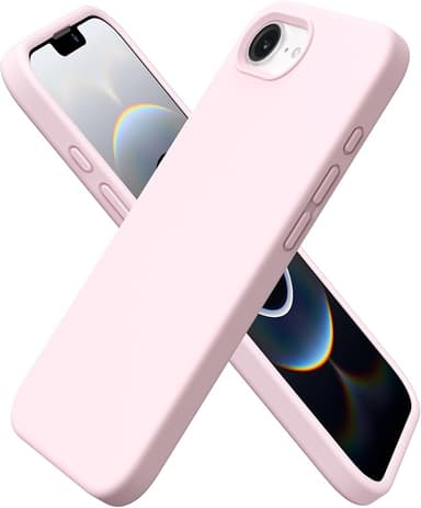 ORNARTO Compatible with iPhone 16e Case 6.1"(2025), Liquid Silicone 3 Layers Full Covered Soft Gel Rubber Phone Case,Shockproof Protective Cover with Anti-Scratch Microfiber Lining-Chalk Pink - Image 1