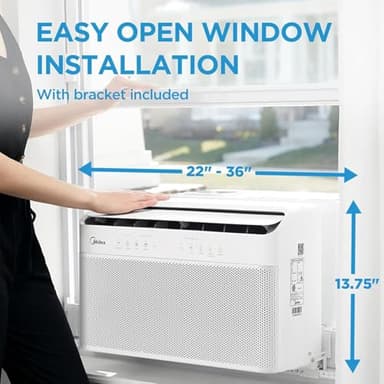 Midea 12,000 BTU U-Shaped Smart Inverter Window Air Conditioner–Cools up to 550 Sq. Ft., Ultra Quiet with Open Window Flexibility, Compatible with Alexa/Google Assistant, 35% Energy Savings (Renewed) - Image 2
