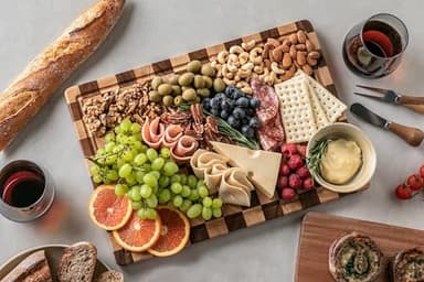 THETCHRY Cutting Boards for Kitchen, Checkered Cutting Board Upgraded, Acacia Wood Chopping Board with Juice Grooves & Handles, Large Butcher Block Serving Tray with Gift Box, 16.5" x 11.6" x 0.8" - Image 5