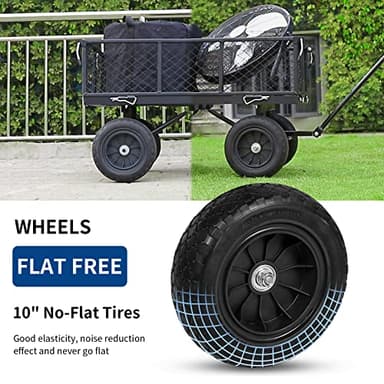 BILT HARD 400 lbs 10" Flat Free Tires Steel Garden Cart with 180° Rotating Handle and Removable Sides, 4 Cu.Ft Capacity Utility Heavy Duty Garden Carts and Wagons - Image 2
