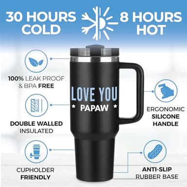 Papaw Tumbler 40oz, Best Pawpaw Gifts From Grandchildren, Papaw Coffee Mug, Unique Gifts From Grandkids, Ideal for Fathers Day, Birthday, Christmas, Gift Ready - Image 4