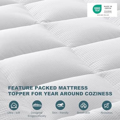UNILIBRA Twin Size Mattress Pad Pillow Top Mattress Cover Padded with Down Alternative Filling Quilted Fitted Mattress Protector Streches up 8-19" Deep Pocket Cooling Mattress Topper - Image 2