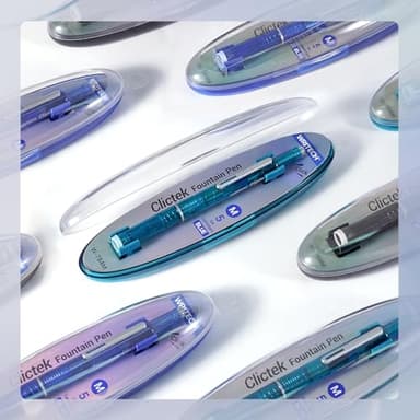 WRITECH Clictek Fountain Pen Set: Retractable Style Blue Ink Medium Nib Transparent Barrel, Includes 5 Ink Cartridges for Gift Set, Smooth Writing No Leaking - Image 6