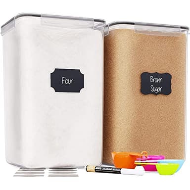 Chef's Path Extra Large Airtight Food Storage Containers with Lids, Pack of 2, 6.5L, 220Oz, Airtight Kitchen and Pantry Bulk Canisters for Flour, Sugar, Rice, and Baking Supplies - Transparent - Image 1