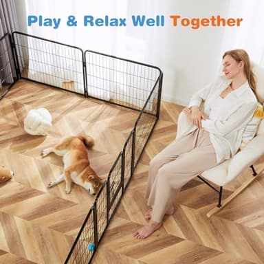 Sweetcrispy Dog Playpen Indoor - Pet Fence Puppy Exercise Pen for Yard Gate 8 Panel 24” Height Heavy Duty Crates with Doors Metal Dog Pen for Camping, RV, Outdoor, Small/Medium Pets - Image 2