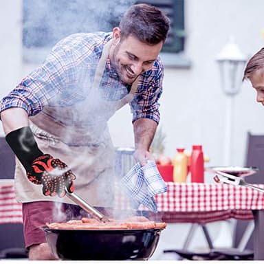 Comsmart BBQ Gloves, 1472 Degree F Heat Resistant Grilling Gloves Silicone Non-Slip Oven Gloves Long Kitchen Gloves for Barbecue, Cooking, Baking, Cutting - Image 5