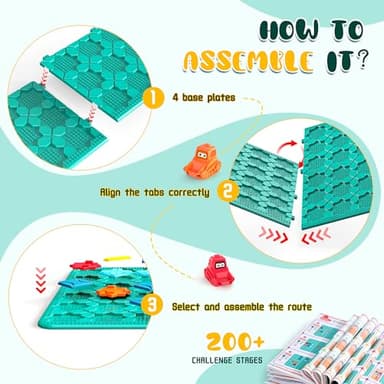 STEM Logic Road Builder Toys: Board Games Toys for 5 Year Old Kids Montessori Brain Teaser Puzzles Educational Learning Activities Toy for Kid Ages 3 4 6-8 12 Boys Girls Gifts (Blue, 50PCS) - Image 4