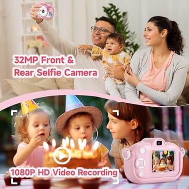 ZUODUN Kids Camera Toys for Girls Age 3-8, Kids Digital Camera Toddler Camera for 3 4 5 6 7 8 Years Old Birthday Gifts, 1080P Video Cameras with Cute Protective Cover & 32GB SD Card - Image 3