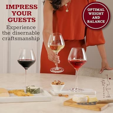 Gusto Nostro Crystal Wine Glasses Set of 4, 22 Oz Long Stem Modern Wine Glasses for White and Red Wine, Dishwasher Safe, Fancy, Elegant, Large and Tall Wine Glass for Wedding Christmas Anniversary - Image 2