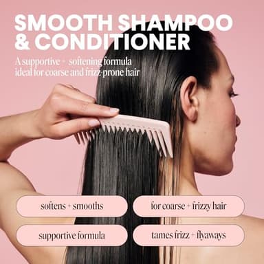 MONDAY HAIRCARE Smooth Shampoo + Conditioner Bathroom Set (2 Count) 27 oz Each For Frizzy, Coarse & Curly Hair Made with Coconut Oil, Shea Butter & Vitamin E 100% Recyclable Bottle Pink - Image 3