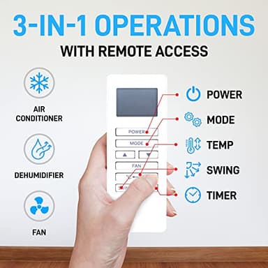 LifeMaster 12,000 BTU Portable Air Conditioners, Room Air Conditioner with Digital Remote for Room up to 500 Sq.Ft, 3-in-1 Portable AC Unit with with Installation Kit for Home/Office/Dorms - Image 3