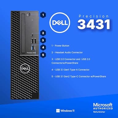 Dell Precision Workstation PC | NVIDIA P620 GPU - Editing & Design | Windows 11 Pro | Intel i5-9500 | 32GB RAM 500 NVME + 1TB SSD | 24" New Dual LCDs | RGB Speakers + Webcam | WiFi 6 + BT (Renewed) - Image 3