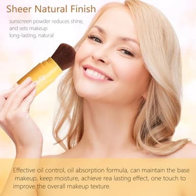 Mineral Sunscreen Setting Powder, SPF 35 Brush Sunscreen Powder for Face & Scalp, Long Lasting Lightweight Breathable, Oil Control Natural Matte Finish (#01 Translucent) - Image 4