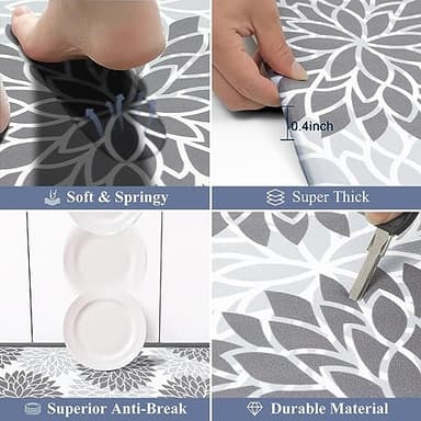 HEBE Anti Fatigue Kitchen Rug Sets 2 Piece Non Slip Kitchen Mats for Floor Cushioned Kitchen Rugs and Mats Waterproof Comfort Standing Mat Runner for Kitchen,Home Office,Sink,Laundry - Image 3