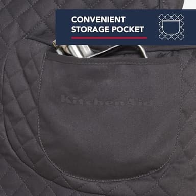 KITCHENAID Fitted Tilt-Head Stand Mixer Cover with Storage Pocket, Quilted 100% Cotton,14.4"x18"x10", Charcoal Grey - Image 4