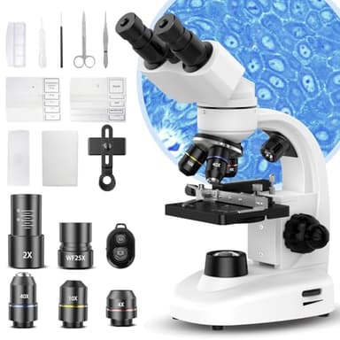 Compound Binocular Microscope for Adults, Professionals & Kids, 40X-2000X Magnification with LED Illumination, Mechanical Stage, WF10x & WF25x Eyepieces，Compatible for Lab, School, Home Education - Image 1