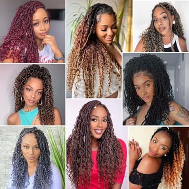 Col Bling 22 Inch 8 Packs Goddess Locs Crochet Hair Ombre Faux Locs Crochet Hair for Women Pre Looped Boho River Locs Hair with Curly Ends Synthetic (#1B) - Image 6