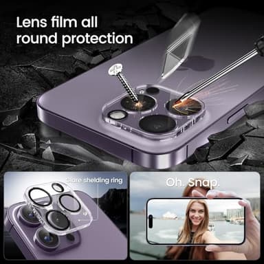 MOHAVE 2+2 Pack for iPhone 14 Pro Max Privacy Screen Protector 6.7" with Camera Lens Protector [Auto Alignment/Dust Removal] Anti Spy Tempered Glass [Military Grade Shatterproof] Case Friendly - Image 6