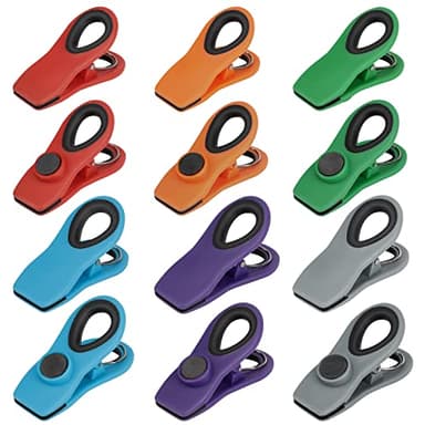 TACGEA Chip Clips, Magnetic Bag Clips with Air Tight Seal for Food Storage, 12 Pieces, Multicolor - Image 1