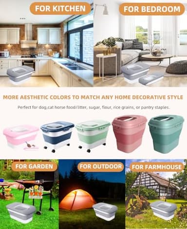 DDMOMMY 10-13 Lbs Dog Food Stroage Container, Collapsible Dog Food Containers with Airtight Lid, Pet Food Scoop and Silicone Dog Bowl, Pet Food Storage Container Dry Food for Dog, Cat and Other Pets - Image 8