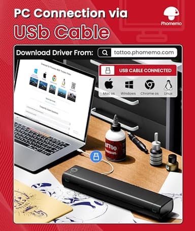 Phomemo Tattoo Stencil Printer, M08F Wireless Thermal Tattoo Printer with 10pcs Transfer Paper, Compatible with Phone/Tablet/PC, Tattoo Supplies for Tattoo Artists, AI Image Generation, All Black - Image 4