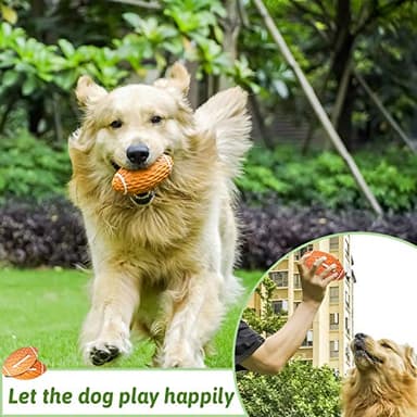Dog Toys Ball Pet Squeaky Toys Rubber Floating Football, Interactive and Trainning Durable Chew Toys for Fetching Games for Agressive Chewer(Orange) - Image 3