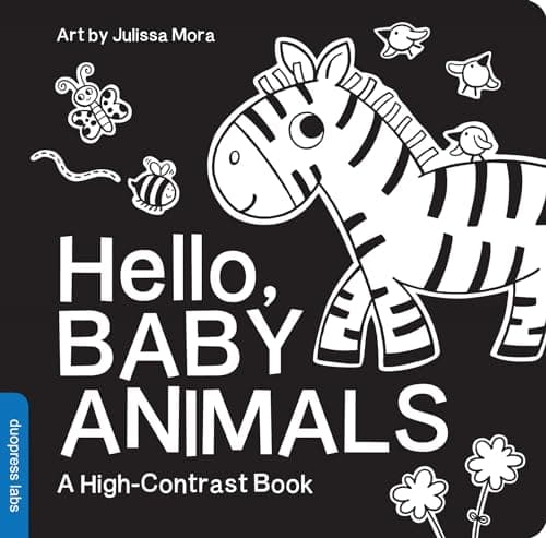 Hello, Baby Animals: A Black-and-White Board Book for Babies That Helps Visual Development (High-Contrast Books) - Image 1