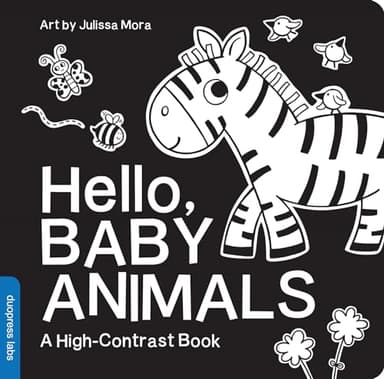 Hello, Baby Animals: A Black-and-White Board Book for Babies That Helps Visual Development (High-Contrast Books) - Image 1