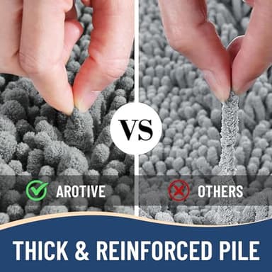 Arotive Luxury Chenille Bathroom Rug Mat, Extra Soft Thick Absorbent Shaggy Bath Rugs, Non-Slip Machine Wash Dry, Plush Bath Mats for Bathroom, Shower and Tub, 36x24, Grey - Image 6