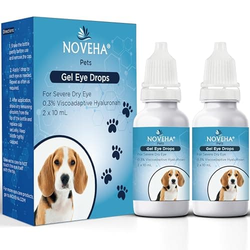 NOVEHA Pet Gel Eye Drops with 0.3% Viscoadaptive Hyaluronan | Eye Solution for Severe Dry Eyes - Long Lasting Hydration, Reduces Nuisance, Swelling & Dryness - Eye Lube for Dogs and Cats (2x10mL) - Image 1