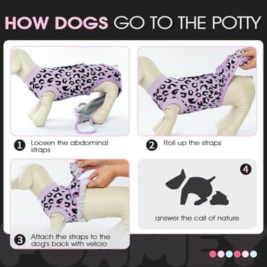 FUAMEY Recovery Suit for Dogs After Surgery,Soft Breathable Dog Bodysuit E-Collar & Cone Alternative Surgical Suit,Male Female Dog Neuter Spay Suits Anti Licking Wounds Onesie Purple Leopard L - Image 5
