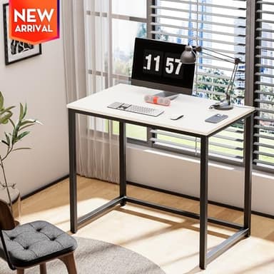 SINPAID Small Computer Desk - 31.5" Modern Gaming & Study Desk for Small Spaces, White - Image 2
