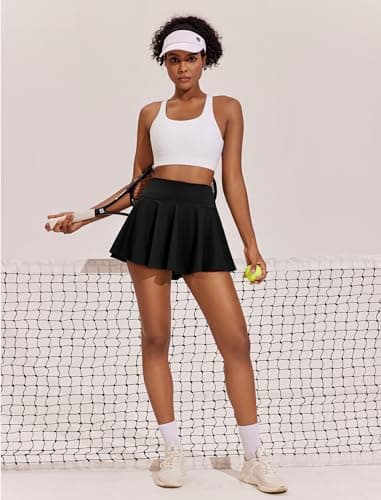 PINSPARK Tennis Golf Skorts for Women High Waist Black Tennis Skirt with Pockets Pleated Skater Skirt Lightweight XL - Image 3