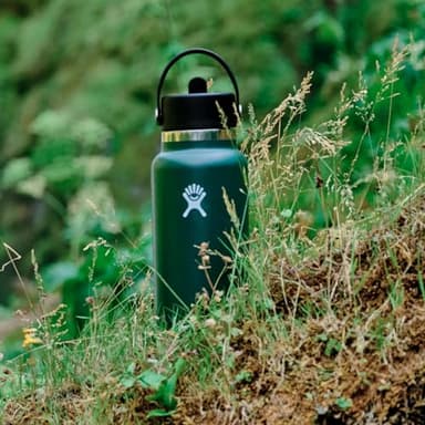 Hydro Flask Water Bottle - Insulated Stainless Steel - Wide Mouth Flex Straw Lid, Non Spill, Leakproof and Refillable in 24 Oz Fossil - Image 5