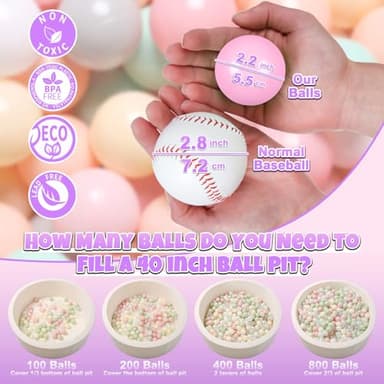GOGOSO 100 Pit Balls Plastic Balls for Baby Toddlers GirlsToddlers for Playhouse, Baby Pool, Play Ball Fun Centers, for Babies, Kids, Toddlers 1-3, Phthalate Free BPA Free - Image 2