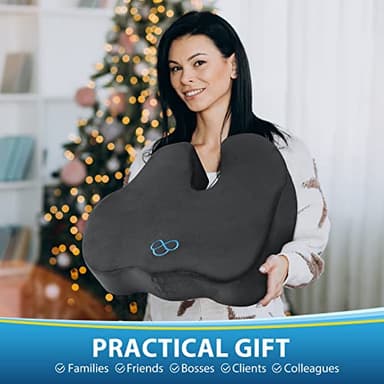 BlissTrends Seat Cushion,Thick Memory Foam Cushions for Office Chair, Car Seat, Airplane, Relieving Pressure Tailbone Sciatica Back Pain for Long Sitting Office Workers, Car Drivers 4.7in Thick Grey - Image 2