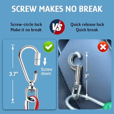 Dog Tie Out Cable for Dogs, 10ft Heavy Duty Dog Tether for Yard, Camping, Outside, Suitable for Small Medium Large Dogs, Silver, 10ft - Image 5