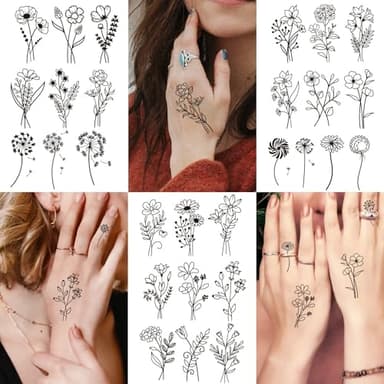 Cerlaza 100 Sheets Temporary Tattoos for Women Adult, 420 Mixed Styles Tiny Branch Fake Tattoo Stickers that Look Real and Last Long, Halloween Decoration Realistic Henna for Girl Body Art Sticker - Image 6