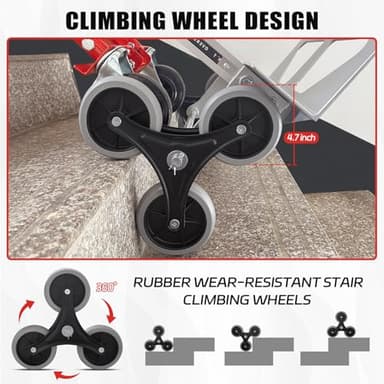 Oyoest 3 in 1 Industrial Convertible Stair Climbing Cart,1000 LBS Capacity Hand Trucks Heavy Duty,Platform Cart Collapsible Dolly for Transport & Moving in Warehouse, Home, Supermarket - Image 4