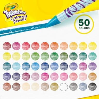 Crayola Twistables Colored Pencil Set (50ct), Stocking Stuffer for Kids & Teens, No Sharpen Colored Pencils For Kids Coloring Books, Drawing & Sketching, 4+ - Image 4
