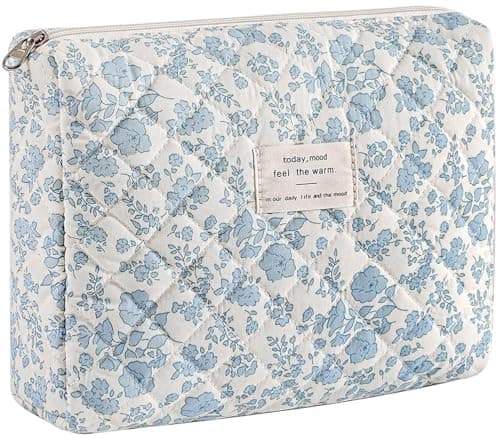 Dkieuyu Quilted Makeup Organizer, Floral Cotton Travel Bag Set for Women & Girls (M1-1PC) - Image 1