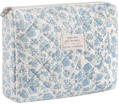 Dkieuyu Quilted Makeup Organizer, Floral Cotton Travel Bag Set for Women & Girls (M1-1PC) - Image 1