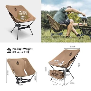 ONETIGRIS Tigerblade Camping Chair, Lightweight Folding Backpacking Hiking Chair, Compact Portable 330 lbs Capacity - Image 3