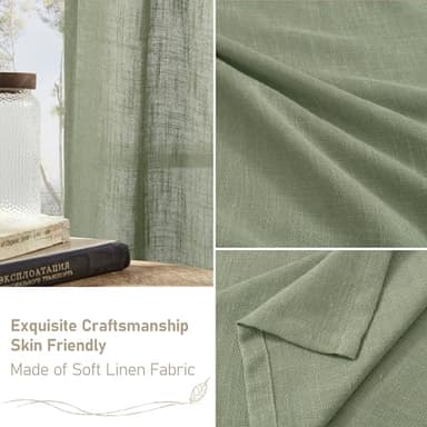 LAMIT Sage Green 72 inch Linen Curtains for Living Room 2 Panels, Linen Textured Light Filtering Semi Sheer Back Tab and Rod Pocket Window Curtain Panels for Bedroom/Farmhouse, 52 x 72 Inch - Image 8