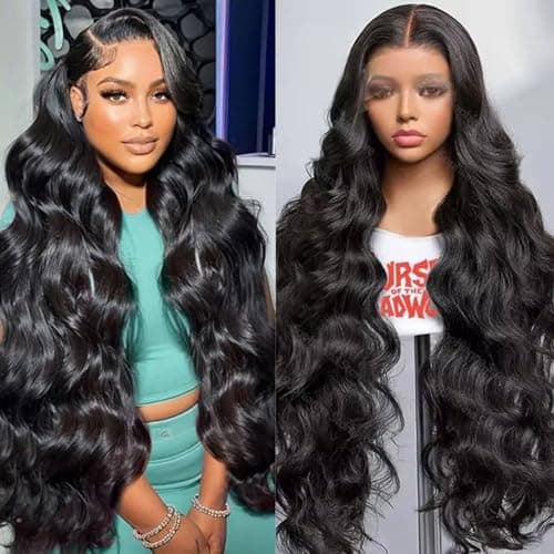 PXXBCC 32 Inch 13x6 Lace Front Wigs Human Hair 200% Density Body Wave HD Lace Front Wigs Human Hair Pre Plucked Natural Color 100% Virgin Lace Front Wigs for Women - Image 1