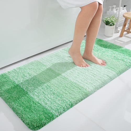 OLANLY Bathroom Runner Rugs 47x24, Extra Soft Absorbent Microfiber Bath Rugs, Rubber Backing, Quick Dry, Machine Washable Bath Mats for Bathroom Floor, Tub and Shower, Home Decor Accessories, Green - Image 1