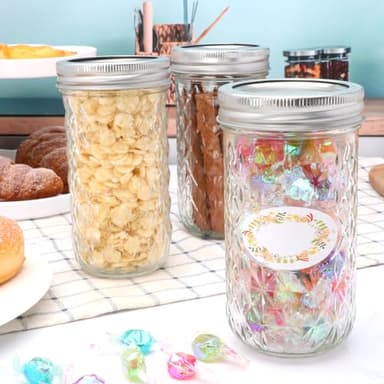 Accguan 12oz Mason Jar,Glass Jars With Regular Lids, Purple Pen, Stickers for Wedding, Party, Baby Shower, Bridal Shower, Birthday,12PCS - Image 7