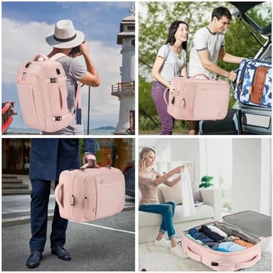 Carry on Travel Backpacks, Extra Large 40L Flight Approved Bag for Men & Women,Expandable Suitcase Backpack With 4 Packing Cubes,Water Resistant Luggage Daypack Business Weekender Bag,Pink - Image 8