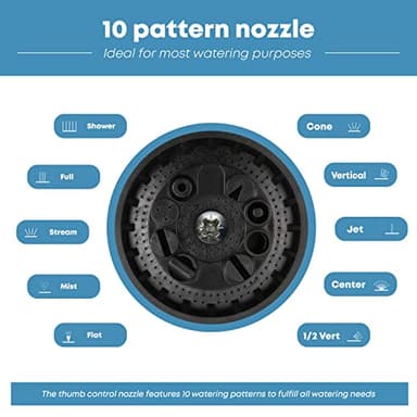 INNAV8 Garden Hose Nozzle Sprayer Heavy Duty - Features 10 Spray Patterns, THUMB CONTROL On Off Valve for Easy Water Control - HIGH Pressure Nozzle for Hose Outdoor - Image 4